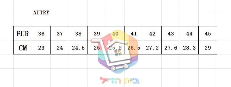 טבלת מידות של הספק